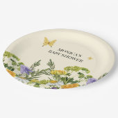 水の色ワイルドフラワーボホベイビーシャワー ペーパープレート (アングル)