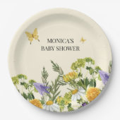 水の色ワイルドフラワーボホベイビーシャワー ペーパープレート (正面)