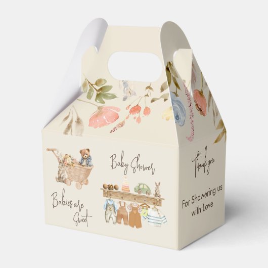 水の色ワイルドフラワーボホ子供部屋ベビーシャワー フェイバーボックス (正面サイド)