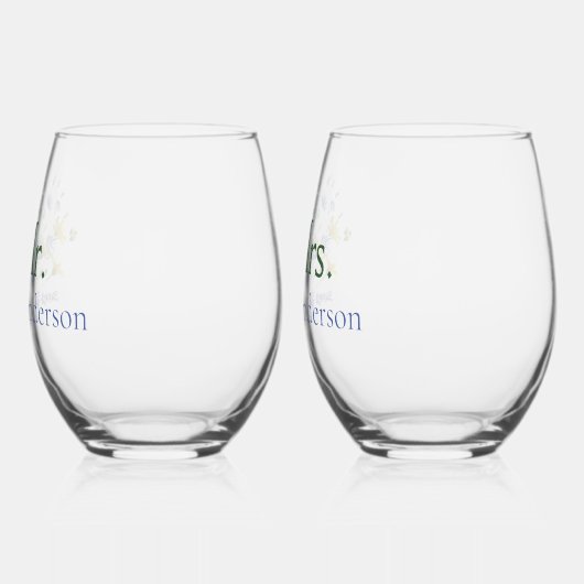 水の色ワイルドフラワーミセス ステムなしワイングラス (左)