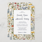 水の色ワイルドフラワーメドウウェディング招待 招待状 (正面/裏面)