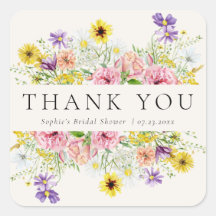 水の色ワイルドフラワーメドウスクエアステッカー