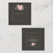 水の色ワイルドフラワーラッシュ赤面ピンクフローラ スクエア名刺 (正面/裏面)