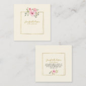 水の色ワイルドフラワーラッシュ赤面ピンクフローラ スクエア名刺 (正面/裏面)