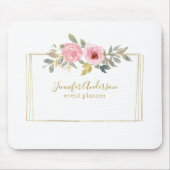 水の色ワイルドフラワーラッシュ赤面ピンクフローラ マウスパッド (正面)