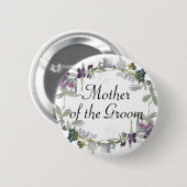 水の色ワイルドフラワーラベンダー母の新郎 缶バッジ (正面&裏面)