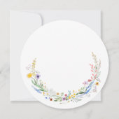 水の色ワイルドフラワーリースブライダルシャワーラウンド 招待状 (裏面)