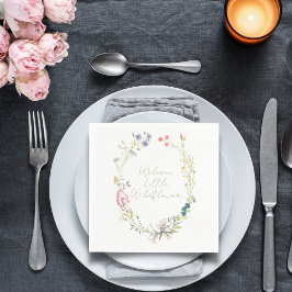 水の色ワイルドフラワーリースベビシャワーナプキン スタンダードカクテルナプキン