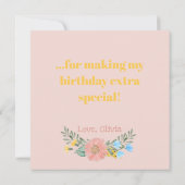 水の色ワイルドフラワーリース第1誕生日 サンキューカード (裏面)