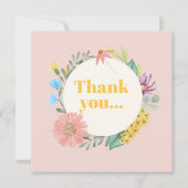 水の色ワイルドフラワーリース第1誕生日 サンキューカード (正面)