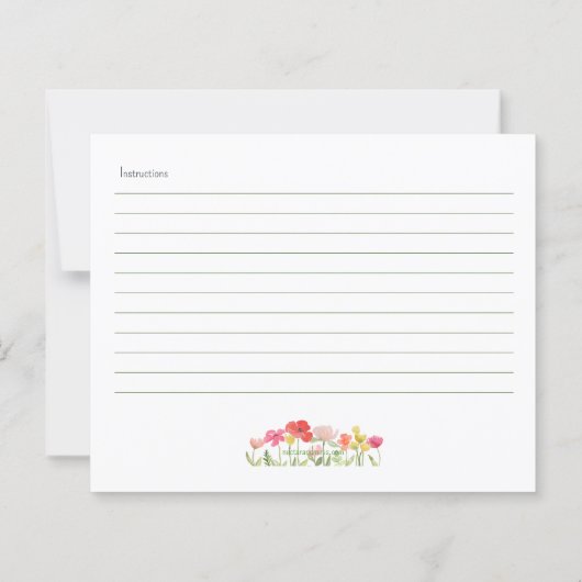 水の色ワイルドフラワーレシピカード (裏面)