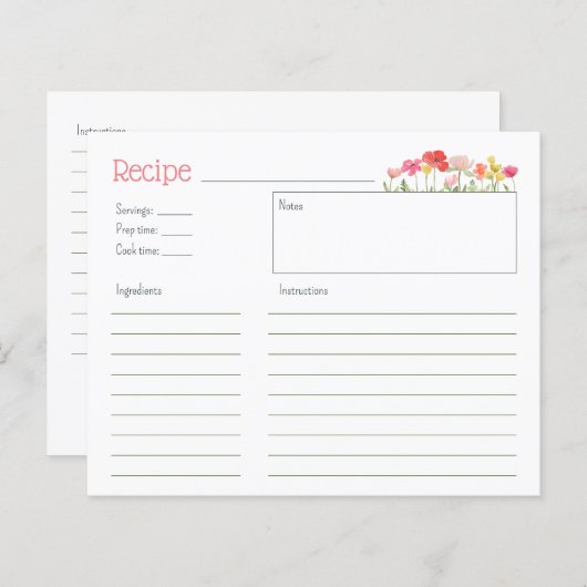 水の色ワイルドフラワーレシピカード (正面/裏面)