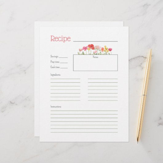 水の色ワイルドフラワーレシピカード (正面/裏面インサイチュ)