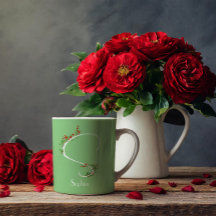 水の色ワイルドフラワーレターSグリーンコーヒーマグ