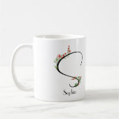 水の色ワイルドフラワーレターSホワイトコーヒーマグ コーヒーマグカップ (左)