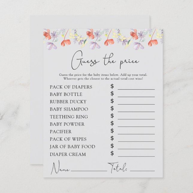 水の色ワイルドフラワー価格推測ゲーム (正面/裏面)