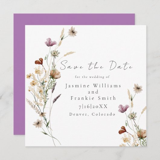 水の色ワイルドフラワー日付を保存 (正面/裏面)