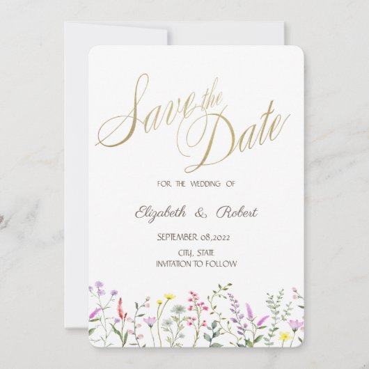 水の色ワイルドフラワー日付を保存 セーブザデート (正面)