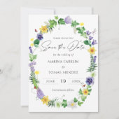 水の色ワイルドフラワー日付を保存 セーブザデート (正面)