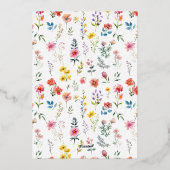 水の色ワイルドフラワー春サマーアー結婚チ 箔招待状 (裏面)