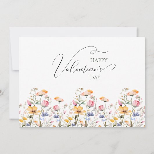 水の色ワイルドフラワー春メドーヴァレンティーンズデイ シーズンカード (正面)