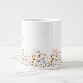 水の色ワイルドフラワー春メドーヴァレンティーンズデイ ジャンボコーヒーマグカップ