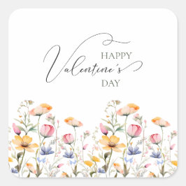 水の色ワイルドフラワー春メドーヴァレンティーンズデイ スクエアシール