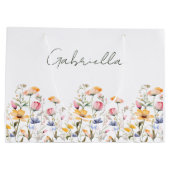 水の色ワイルドフラワー春メドーヴァレンティーンズデイ ラージペーパーバッグ