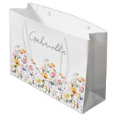 水の色ワイルドフラワー春メドーヴァレンティーンズデイ ラージペーパーバッグ