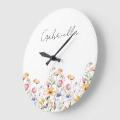 水の色ワイルドフラワー春メドーヴァレンティーンズデイ ラージ壁時計 (傾斜)