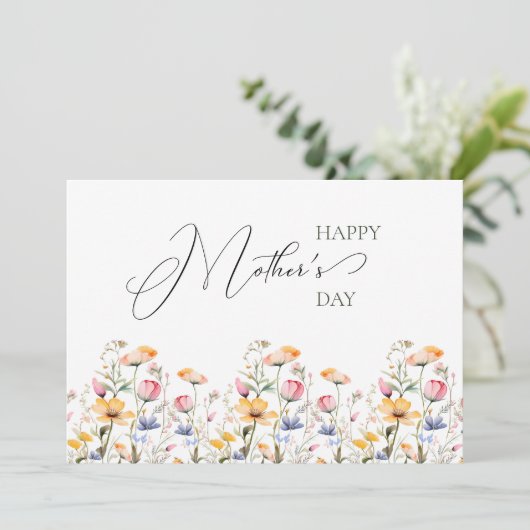 水の色ワイルドフラワー春牧草地マザーズデイ シーズンカード (スタンド正面)