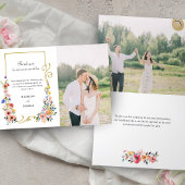 水の色ワイルドフラワー春結婚夏 サンキューカード