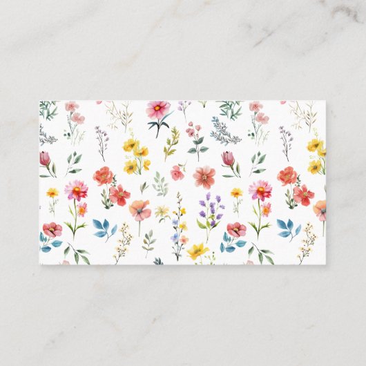 水の色ワイルドフラワー春結婚夏 プレイスカード (裏面)