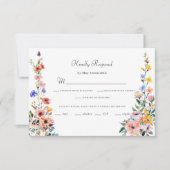 水の色ワイルドフラワー春結婚夏 出欠カード (正面)
