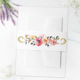 水の色ワイルドフラワー春結婚夏 招待状ベリーバンド