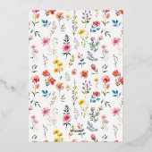 水の色ワイルドフラワー春結婚夏 箔招待状 (裏面)