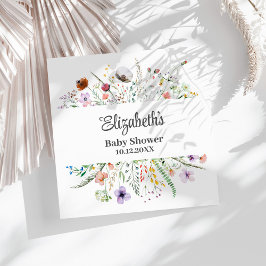 水の色ワイルドフラワー牧草地ベビーシャワー スタンダードランチョンナプキン