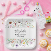 水の色ワイルドフラワー牧草地ベビーシャワー ペーパープレート (パーティー)