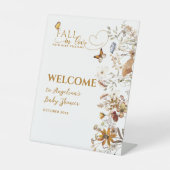 水の色ワイルドフラワー秋の愛の赤ちゃんシャワー 台座サイン (正面)