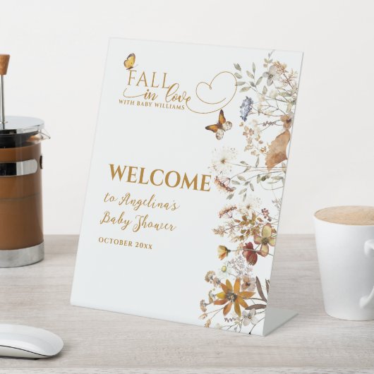 水の色ワイルドフラワー秋の愛の赤ちゃんシャワー 台座サイン (インサイチュ)