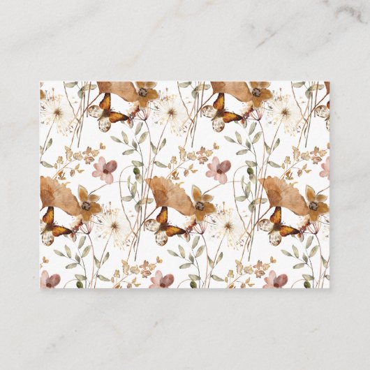 水の色ワイルドフラワー秋ベビーシャワーおむつ エンクロージャーカード (裏面)