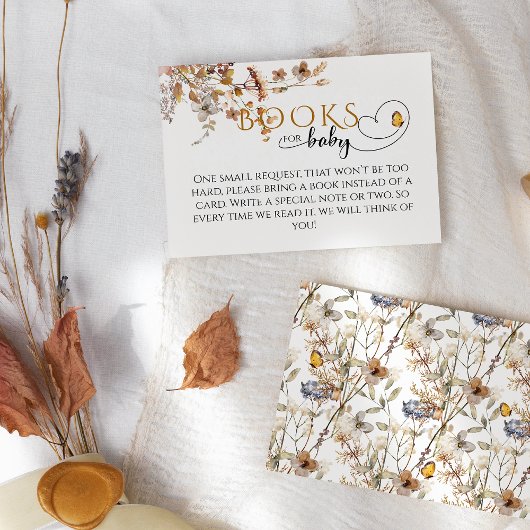 水の色ワイルドフラワー秋赤ちゃんシャワー本 エンクロージャーカード