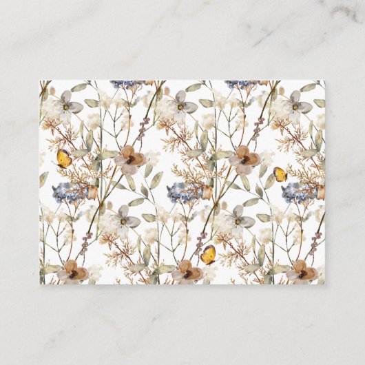 水の色ワイルドフラワー秋赤ちゃんシャワー本 エンクロージャーカード (裏面)