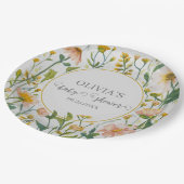 水の色ワイルドフラワー素朴ボホベイビーシャワー ペーパープレート (アングル)