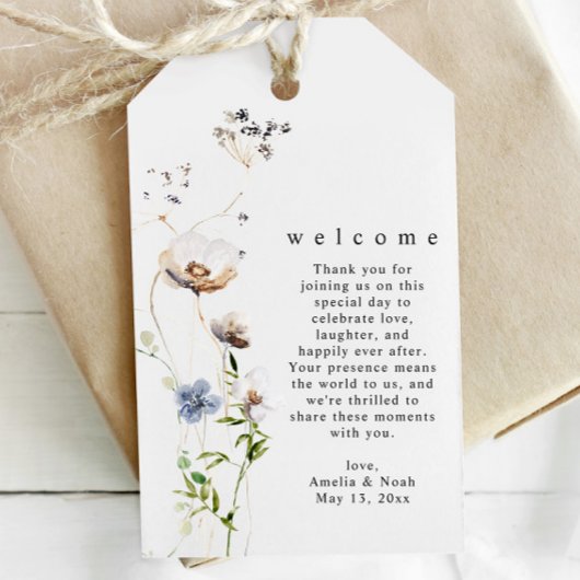 水の色ワイルドフラワー結婚のウェルカムギフトラベル ギフトタグ