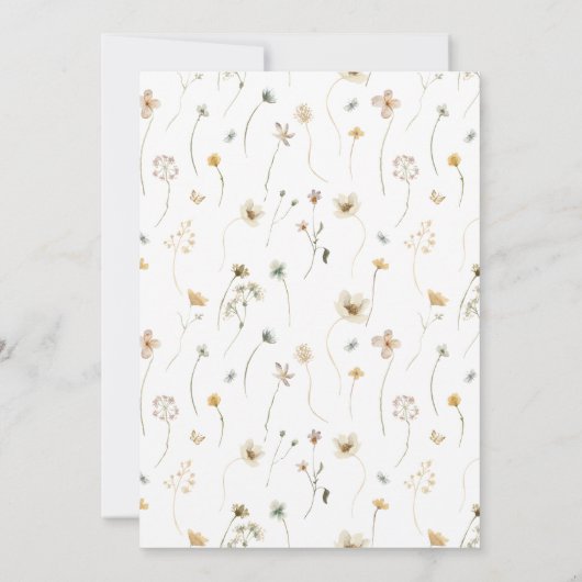 水の色ワイルドフラワー結婚の写真日付を保存 セーブザデート (裏面)