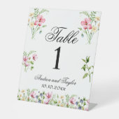 水の色ワイルドフラワー結婚ズのテーブル番号 台座サイン (正面)