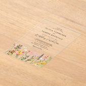 水の色ワイルドフラワー結婚ズ アクリル招待状 (レイダウン)