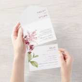 水の色ワイルドフラワー結婚ズ オールインワン招待状 (貼ってはがせる)