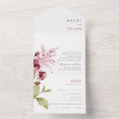 水の色ワイルドフラワー結婚ズ オールインワン招待状 (内側)